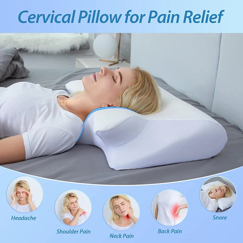 1pc Memory Foam Cervical Orthopedic Neck Pillow